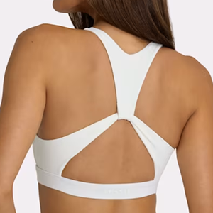 MILIENZ Soutien-gorge de sport pour femme, bleu marine, à bretelles convertibles, taille mi-haute, design torsadé, maintien léger, sans coutures, respirant, pour le yoga et l'activité - Product Image 3