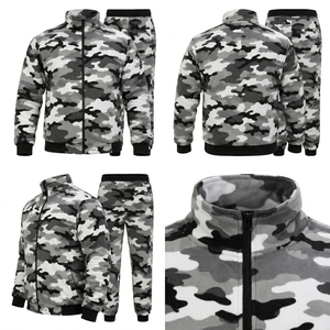 Men Camo Printed Full <b>Zip</b> Tracksuit Plus Size Heavyweight Training Jacket Casual Jogger Set Men French Terry Zipper Track Set - Product Image 6