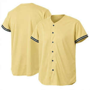 Maillot de baseball imprimé par transfert thermique de qualité supérieure, col en V, manches courtes, 100 % polyester, séchage rapide, respirant - Product Image 1