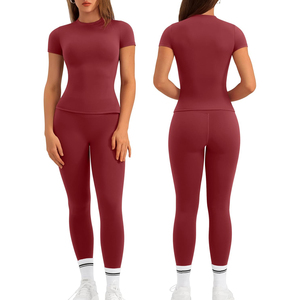Conjunto de Yoga de 2 Piezas Negro, Cuello Redondo, Sin Mangas, Leggings de Cintura Alta, Transpirable, Ecológico, Spandex/Nylon, Ropa Deportiva - Product Image 5
