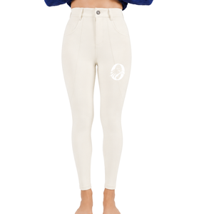 Culotte d'équitation femme ivoire taille haute extensible avec grip intégral pour l'entraînement et la compétition - Product Image 1