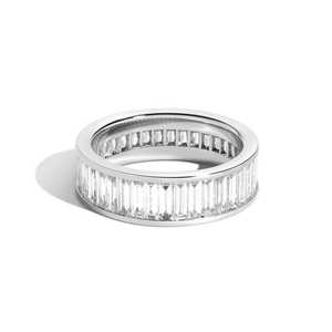 Baguette Cut Eternity Band 14k 18k <b>Solid</b> Gold Vertical Lab Grown Diamond Channel Set Wedding Bold Modern Ring For Women Men Gift - Product Image 3