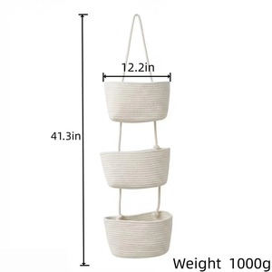 Handmade White Macrame Wall <b>Storage</b> Basket For Stylish Home Organization And Elegant Wall Decor <b>Solution</b> From India - Product Image 6