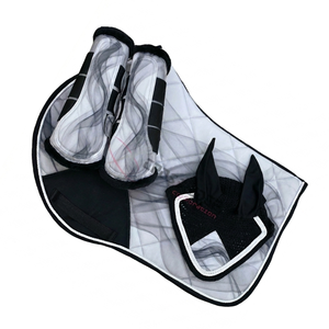 Horse Saddle Pad Ear Hood and Brushing Boots Set Breathable Cotton Quilted Anti Sweat Protective Leg Boots <b>Equestrian</b> Supply - Product Image 1