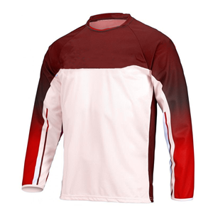 Maillot de football pour homme à col rond et manches longues, rouge et blanc, blocs de couleur, en polyester anti-humidité, coupe classique, pour toutes les saisons - Product Image 6