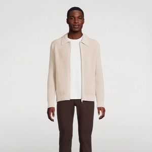 Cárdigan de punto 100% algodón con diseño acanalado de color sólido, informal y a la moda, con logotipo bordado personalizado para hombre y unisex. - Product Image 3