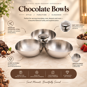 Juego de 3 Tazones para Servir Chocolate de Acero Inoxidable Hechos a Mano de Primera Calidad |   Regalo de Boda Moderno y Duradero para Dulces, Frutos Secos y Postres - Product Image 5