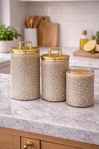 Lavish Designer Metal Containers With Gold Lid Luxury Kitchen Storage <b>Jars</b> For Enhances Overall Kitchen Decor And Presentation - Product Image 2