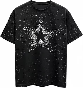 Nueva Camiseta Personalizada con Pedrería de Estrellas para Hombre, Estilo Urbano, con Gráficos de Cristal, Fabricante OEM Geo Brothers - Product Image 5