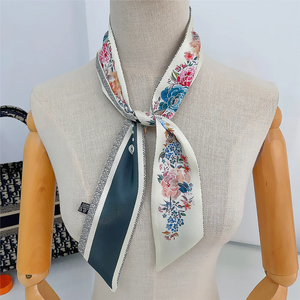 Nouveau Foulard en Soie Florale Rose Tarot pour Femme, Bandana Élégant, Ruban de Cheveux, Châle, Accessoire de Décoration pour Sac - Product Image 3