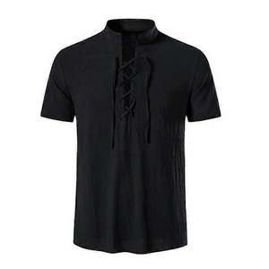 T-shirt à manches courtes pour homme, style écossais Ghillie, avec lacets, motif celtique, décontracté, streetwear, personnalisable, fournisseur OEM en gros - Product Image 1
