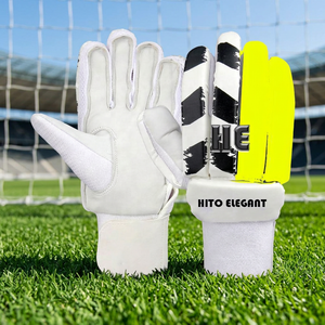 Gants de gardien de but en latex blanc gaufré allemand de qualité supérieure, design personnalisé, sangle élastique, coupe négative - Product Image 2