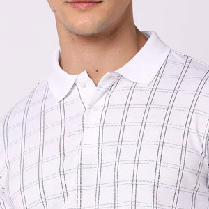 Men's <b>White</b> Plaid <b>Short</b> <b>Sleeve</b> Polo <b>Shirt</b> Fabric Casual Style Regular Fit Woven Pattern Low MOQ Men's Polo <b>Shirts</b> - Product Image 6