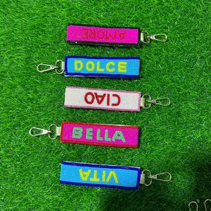 พวงกุญแจผ้าปักลายคำคมภาษาอิตาลีแบบกำหนดเอง ชุดแท็กพวงกุญแจ Dolce Amore Ciao Bella Vita ผู้ผลิตส่งออกจำนวนมาก - Product Image 4