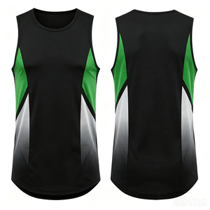 เสื้อกล้ามผู้ชาย GURUNA-Z-INDUSTRY สีน้ำเงิน แบบมีบล็อกสี คอโอ แห้งเร็ว ระบายอากาศดี สไตล์สตรีท ผ้าถัก 100% คอตตอน 120 กรัม - Product Image 2