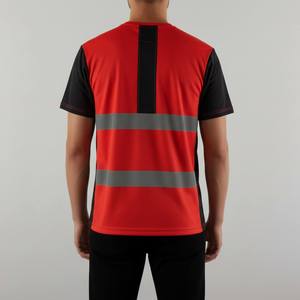 เสื้อยืดแขนสั้นสะท้อนแสงโพลีเอสเตอร์ความปลอดภัยสูงพร้อมแถบสะท้อนแสง เหมาะสำหรับงานก่อสร้างบนถนนและงานอเนกประสงค์ - Product Image 5
