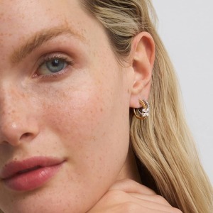 925 <b>Silver</b> Women Hoop Earrings With Round Cut Moissanite Diamonds Earrings For Fashion Jewelry Special Occasions And Gift Giving - Product Image 2