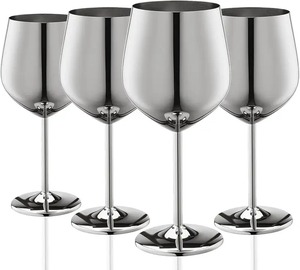 Ensemble de verres à vin modernes en acier inoxydable martelé, gobelets à pied incassables pour le camping - Product Image 6