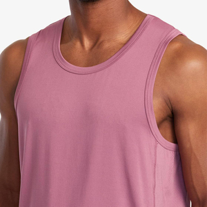 Men's Solid <b>Pink</b> O-Neck Sleeveless Tank <b>Top</b> Breathable Nonwoven Eco-Friendly Quick Dry Casual Workout Shirt with Button - Product Image 6