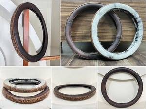 Cubierta de volante de cuatro ruedas de cuero de vaca genuino Floral a mano antideslizante ajuste Universal coche SUV camión accesorio Interior - Product Image 3