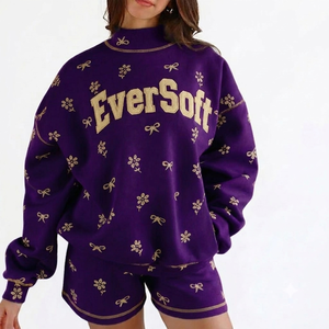 Sudadera de cuello alto para mujer con logo personalizado, diseño de lunares y cuadros, mezcla de algodón suave, tejido informal para el día a día, OEM - Product Image 1