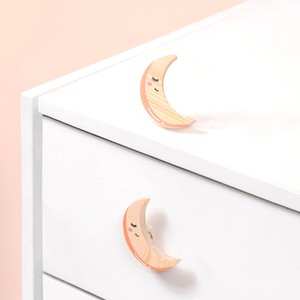Handmade Modern Pine Wood Drawer <b>Knobs</b> Quarter Moon Shape Cabinet <b>Knob</b> & Handles Easy Installation Kids Multicolor Handle - Product Image 5