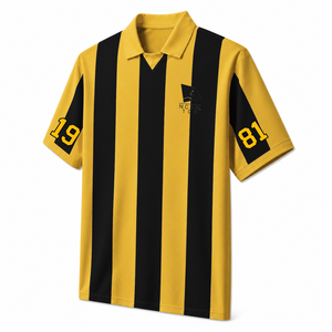 Camiseta de fútbol personalizada de la Coalición NCBW, camiseta de poliéster a rayas de color negro y dorado con logotipo en la parte delantera de manga corta para mujer - Product Image 2