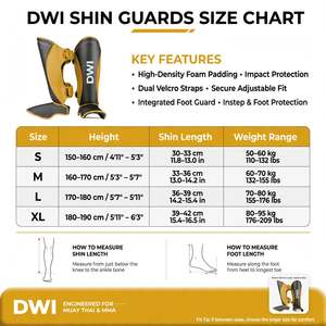DWI PU Leather <b>MMA</b> Boxing <b>Shin</b> <b>Guard</b> Adjustable Hook Loop Instep Protective Gear Black Tan Full Customization Available - Product Image 6