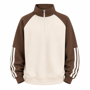 Sweat-shirt en molleton à col zippé pour homme, couleurs personnalisées, manches raglan, coupe sportive classique, vêtement de printemps, 100% polyester - Product Image 2