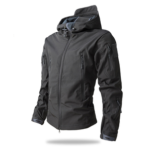 Veste polaire à capuche unie pour homme, coupe-vent, fermeture éclair, style vêtement de travail, tenue d'extérieur automne, coupe régulière, en polyester - Product Image 1