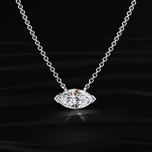 Collier en diamant de laboratoire de qualité supérieure, forme marquise, bijou élégant, cadeau, collier de mariée avec certification IGI pour femmes. - Product Image 1