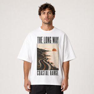 เสื้อยืดคอตตอนผู้ชายไซส์ใหญ่พิเศษ The Long Way Coastal Range แขนสั้น คอกลม พิมพ์ลายกราฟิก สไตล์ลำลอง ผ้าเจอร์ซีย์ถัก - Product Image 4