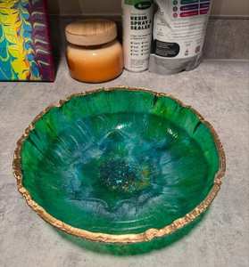 Tazón para Servir de Resina Azul con Base Verde, Diseño Moderno, Apto para Lavavajillas y Ecológico, Plato para Frutas - Product Image 6