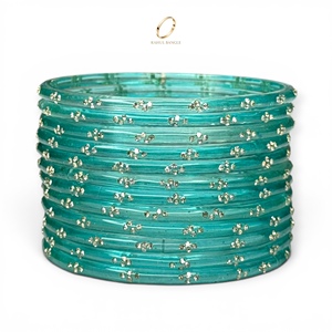 Glamurosos Brazaletes de Cristal Kashmiri Azul Claro con Cristales en Forma de Gota de Lluvia para Mujer, para Bodas y Fiestas, Precio al por Mayor - Product Image 4