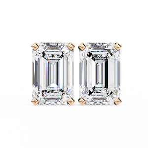 Boucles d'oreilles en or massif 18 carats, diamants taille émeraude, diamants de laboratoire couleur F, bijoux pour femmes en gros - Product Image 3
