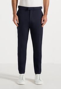 <b>Men's</b> Customizable <b>Navy</b> Blue Straight Leg <b>Jogger</b> Pants Midweight Cotton Smart Casual Plus Size High Quality Side Pockets Elastic - Product Image 4
