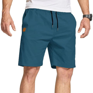 <b>Men's</b> 100% Cotton Eco-Friendly Solid Color Quick Dry <b>Bermuda</b> <b>Shorts</b> with Drawstring Waist and Pockets Casual Wear - Product Image 1