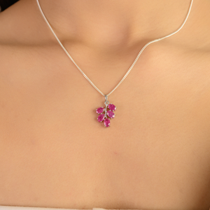 Pendentif Arbre de Vie en Rubis Véritable, Sertissage à Griffes, Plaqué Rhodium, Argent Sterling 925, Breloque Fine Faite à la Main, Bijou de Fête, Vente Chaude - Product Image 2