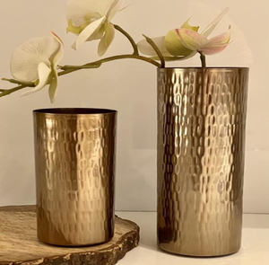 Stunning trio of tall gold-collared floor vases showcasing an exquisite textured <b>mosaic</b> pattern style, at wholesale price. - Product Image 3