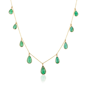 Collier pendentif goutte d'eau en or jaune massif 18 carats avec émeraude - Product Image 2