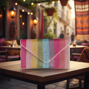 Bolso de Mano Artesanal de Lujo Indio, Multicolor, Forma de Baguette, Duradero, Estilo Étnico, Hecho a Mano, con Cristales, Accesorios de Moda, para Uso Diario - Product Image 3