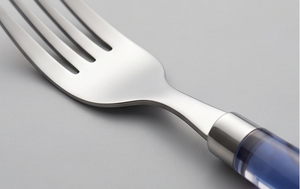 Stainless Steel Flatware Set With Acrylic Handles Blue Trim Modern Design Dishwasher Safe Knife Fork Spoons <b>Travel</b> <b>Cutlery</b> - Product Image 3