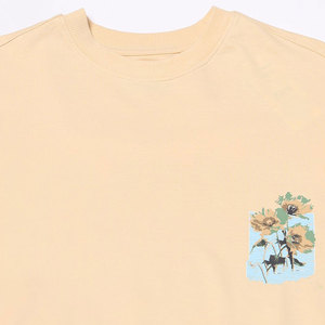 T-shirt Homme Crème à Manches Courtes Col Rond Imprimé Floral Style Décontracté Coupe Classique 100% Coton Jersey Respirant Logo au Dos - Product Image 4