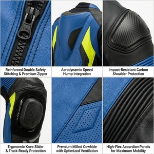 Combinaison de course moto personnalisée en cuir OEM, équipement de moto perforé en cuir de vachette pour piste, vêtements de protection pour motards en gros - Product Image 6