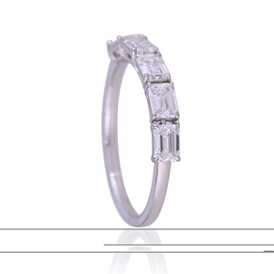 925 Sterling <b>Silver</b> Eternity Ring with Emerald Cut CVD Diamonds <b>Silver</b> Plated Wedding Band Anniversary Ring for Women - Product Image 2