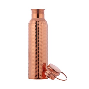 Botellas de agua de cobre, botella de cobre puro martillado, esencial para viajes, curación ayurvédica, 1 litro - Product Image 1
