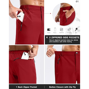 Shorts de golf et de travail décontractés pour hommes, imperméables, respirants, légers, à séchage rapide, avec fermeture boutonnée et 3 poches zippées - Product Image 6