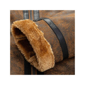 Chaqueta de Motociclista Personalizada para Hombre, de Piel de Oveja Marrón Oscuro, Forrada con Sherpa y Piel Sintética, Cálida para Invierno, Servicio OEM - Product Image 4