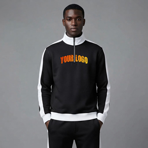 Sweat-shirts zippés surdimensionnés pour hommes, sur mesure, en gros, bicolores, style streetwear, 100% coton molletonné, hip hop. - Product Image 1