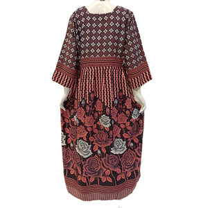 Robe longue décontractée pour femme de haute qualité, à manches longues, imprimé floral, en rayonne, coupe ample, pour l'été - Product Image 3